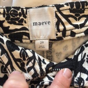 Chic Black and White Floral velvet anthropology Maeve pants